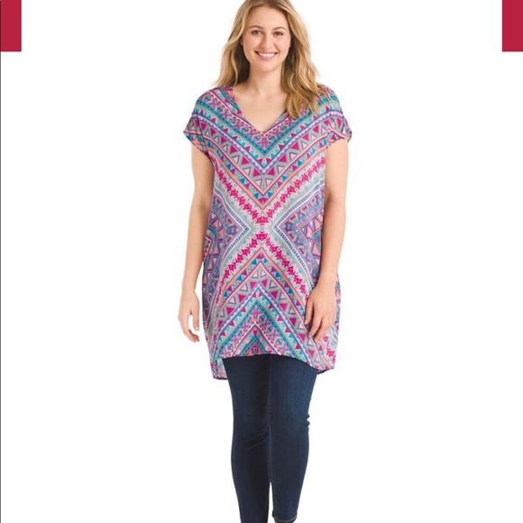 Tolani multi-colored Trinity tunic, 100% modal - Picture 3 of 11